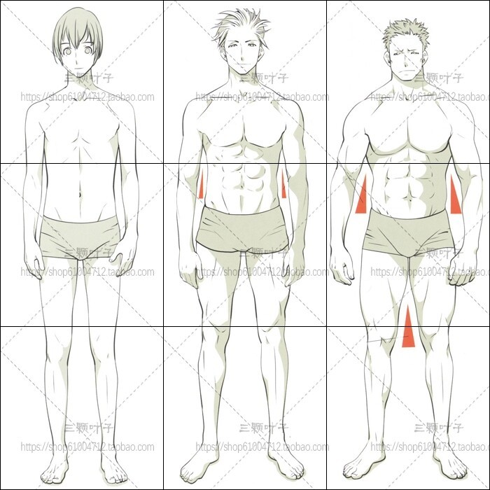 动漫线稿 男子肌肉结构动作光影画法 人体动...