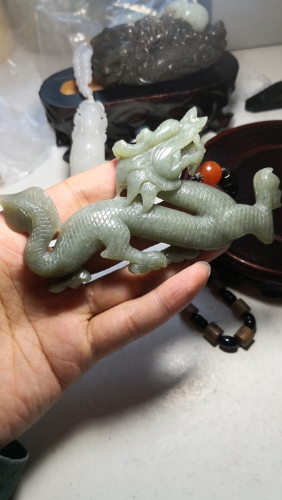 和田玉青龙摆件神龙手把件全新包邮送证书琰璞...