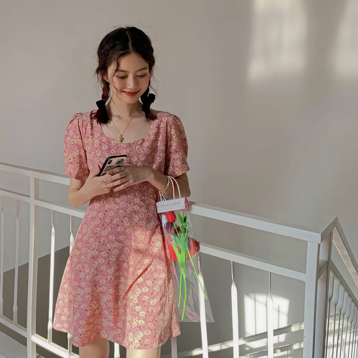 方领可盐可甜桔梗裙初恋裙 森系泫雅风裙子i...