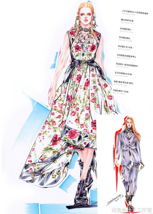 服装 定稿 马克笔 效果图 当红画师优秀作...