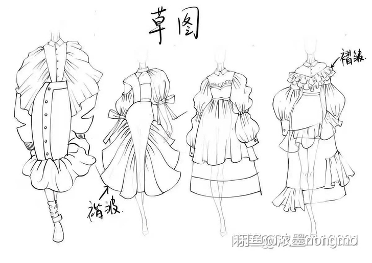 画服装效果图，款式图，白菜价钱可手绘可板绘