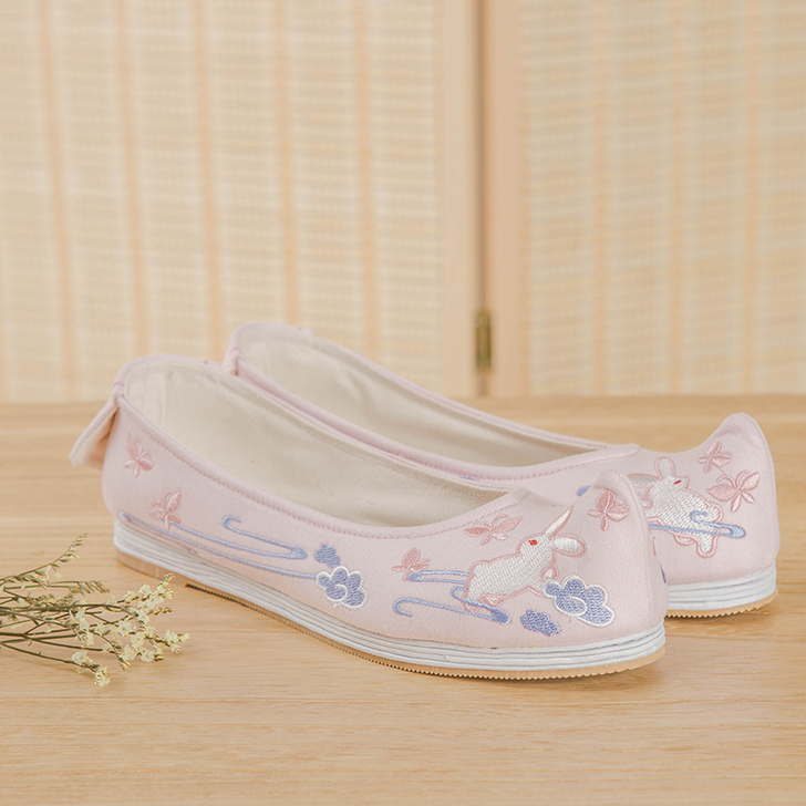 汉尚华莲传统汉服女鞋复古搭配饰弓鞋千层底日...