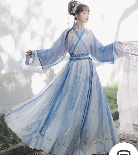 溪风汉服女正品原创中国风晋制交领齐腰褶裙魏...