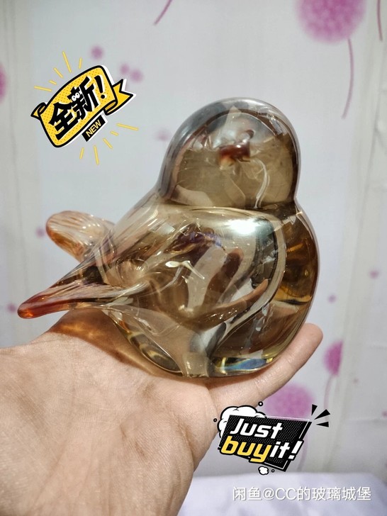 全新人工吹制纯手工金色雨燕玻璃工艺品摆件。...