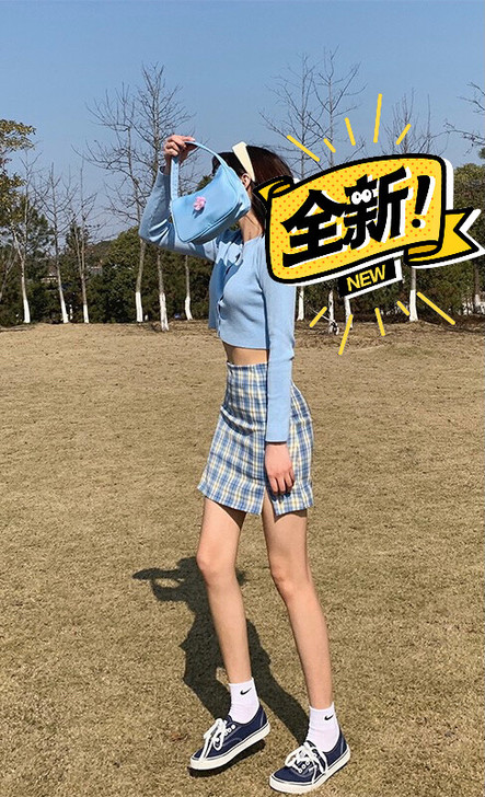 美式复古学院风防走光少女感半身裙 ins风...