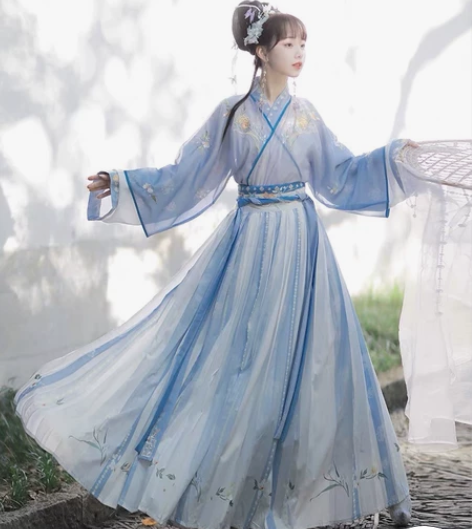 溪风汉服女正品原创中国风晋制交领齐腰褶裙魏...