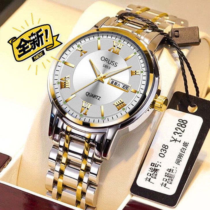 【赔钱卖】瑞士正品全自动男士机械表双日历夜...