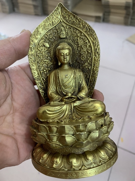 旧货市场淘来纯铜佛像西方三圣铜佛摆件