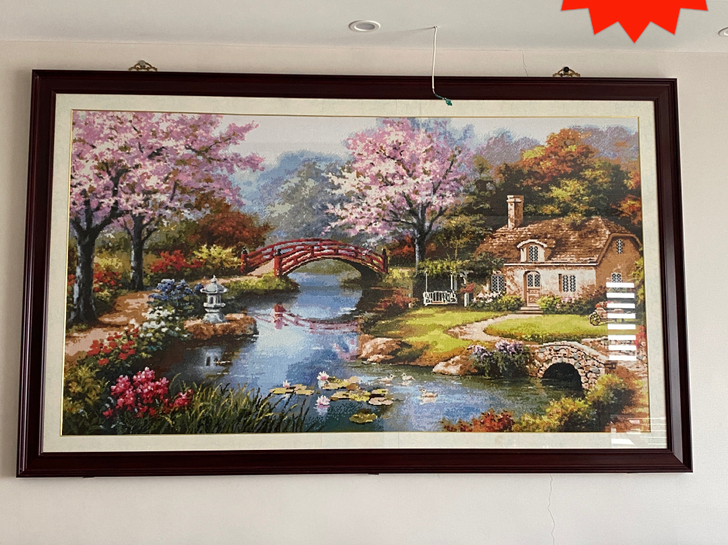 超大幅十字绣欧式田园风格装饰画刺绣画手工装...