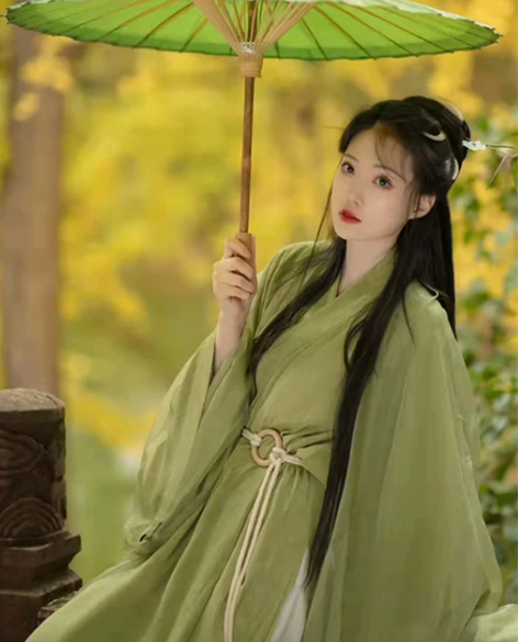 绿色汉服女夏款原创魏晋制古装超仙气飘逸广袖...