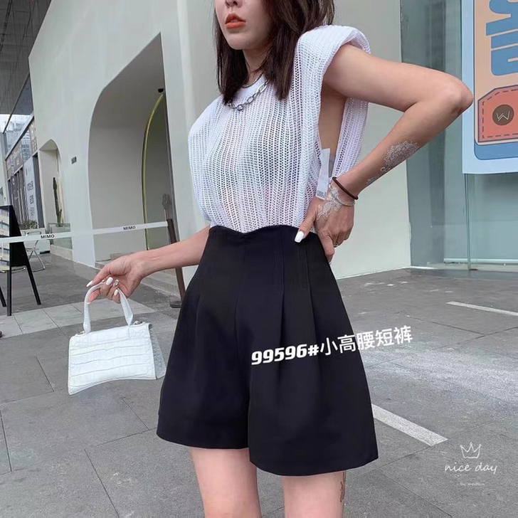 短裤女，西装高腰短裤显瘦，a字阔腿短。实体...