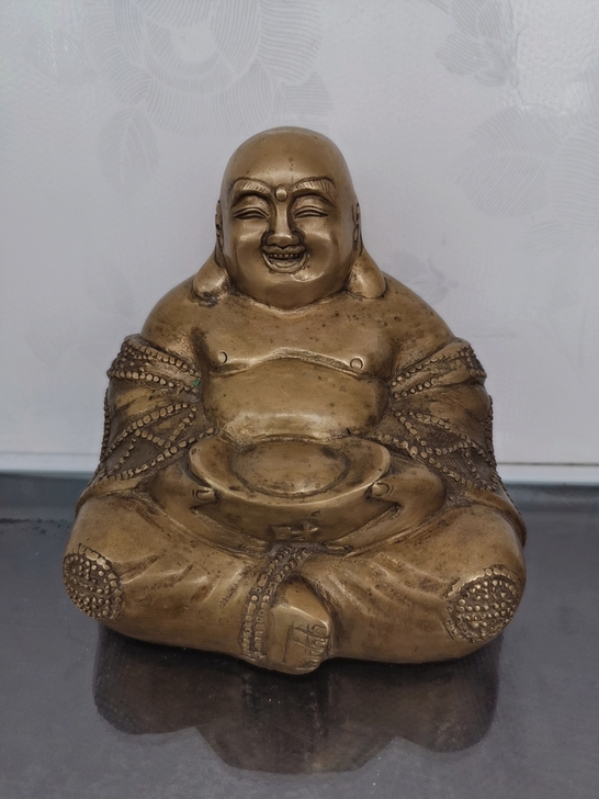 包邮纯铜弥勒佛，几十年的老铜佛像，实物和图...