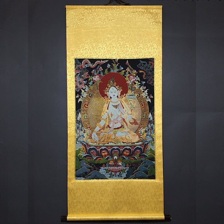 老货市场收的唐卡刺绣画织锦绣藏佛唐卡释迦牟...