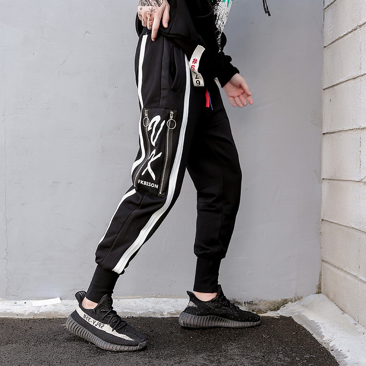 bf风小脚束脚裤 潮牌chic运动裤男加绒...