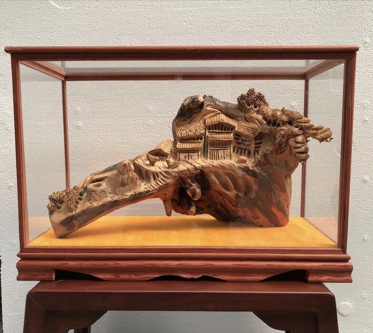 闲置太行崖柏金丝楠木盆栽山水花鸟弥勒人物木...