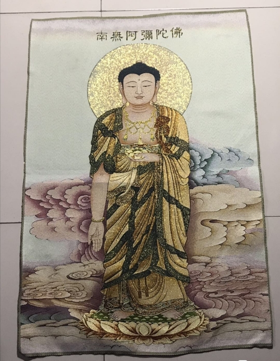 尼泊尔刺绣画唐卡 藏佛唐卡唐喀 中号金丝刺...