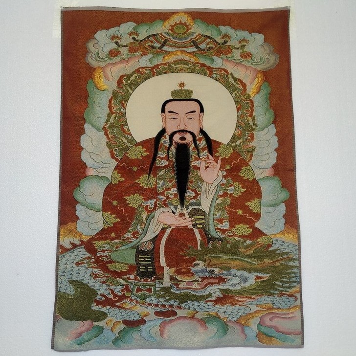 特价,古玩道教三清画像 唐卡刺绣画金丝刺绣...