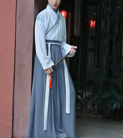 如梦霓裳原创汉服男士青霄齐腰刺绣非古装中国...