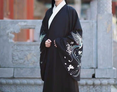 如梦霓裳汉服传统男款道袍秋风辞青鸟绣花大袖...