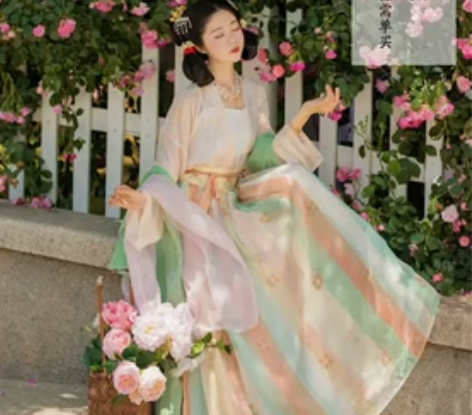 山海记【蔷薇花事】唐风间色裙 梦幻渐变唐风...