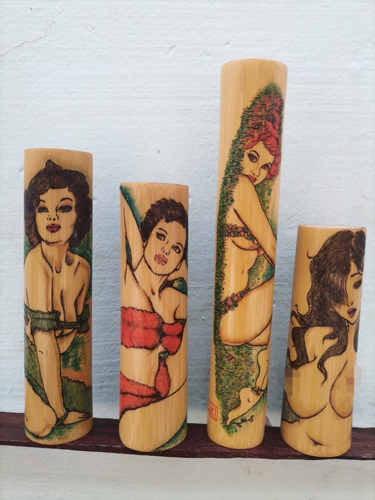 一龙玉竹针刺最新作品，玉竹上的油画！让您爱...