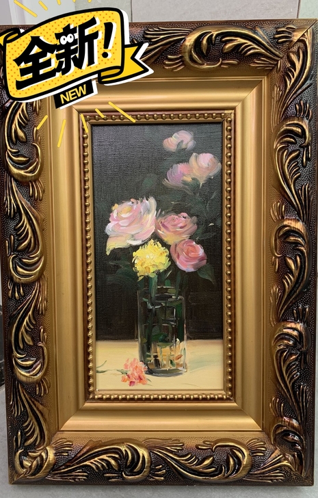纯手绘的一张油画作品，画芯是全新的哦！内框...