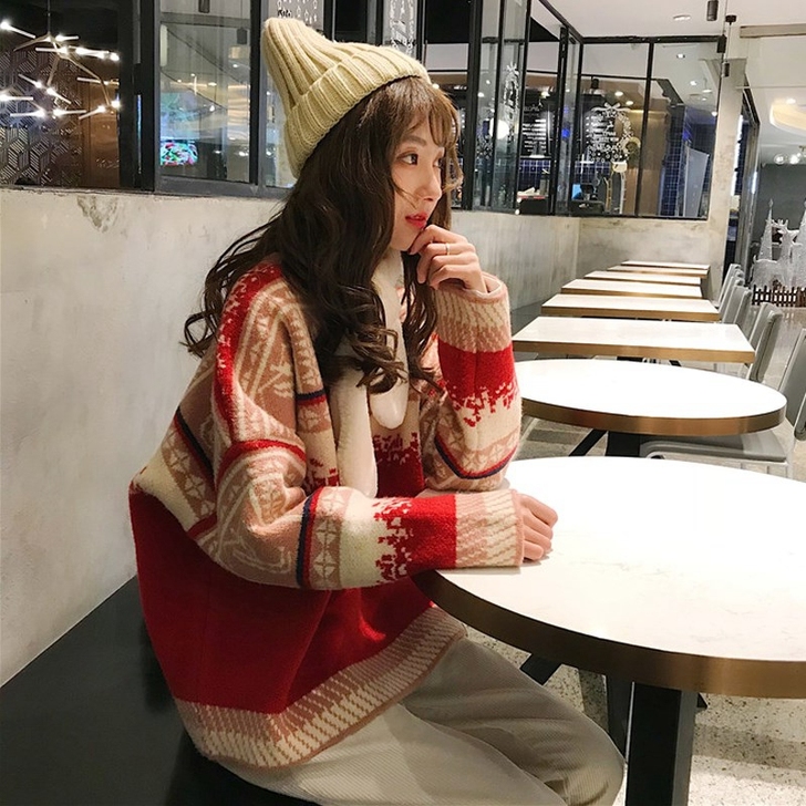 2019新款秋冬季慵懒风网红毛衣女士宽松加...