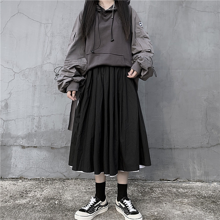 元气少女 INS工装半身裙女暗黑山本风双面...