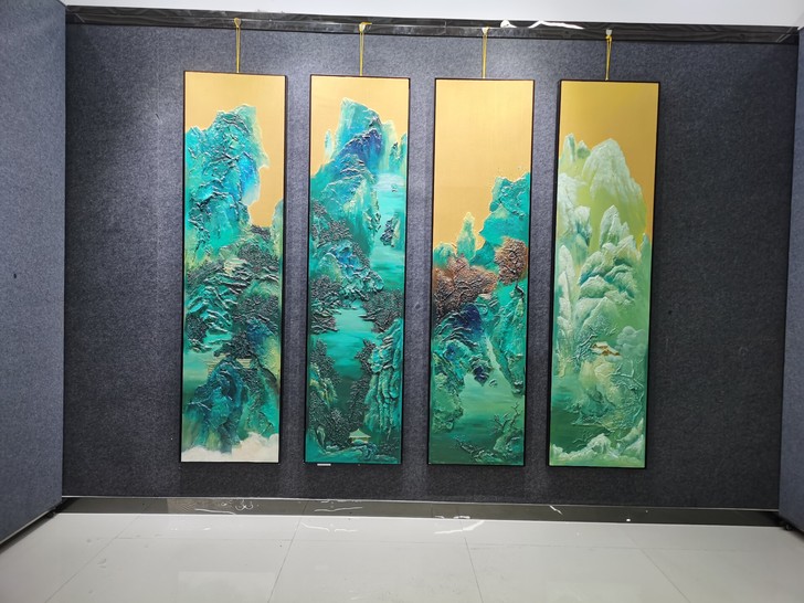 金碧山水立体浮雕电视背景墙2400*600...