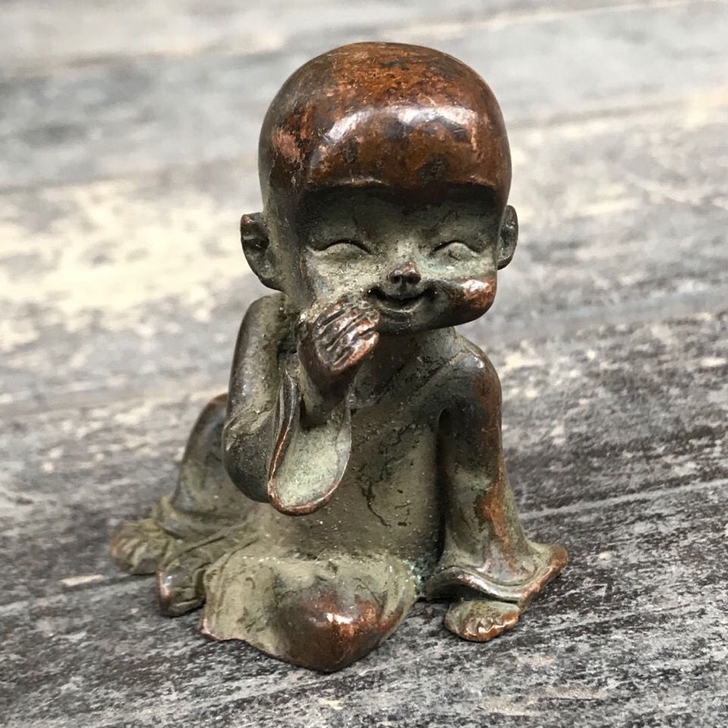 小和尚 招财进宝铜 佛像笑脸 小铜佛 摆件...