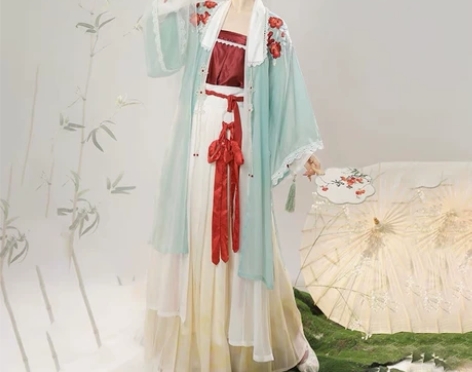 妃亦坊原创汉服女【瑰夏】宋制对襟百迭裙绣花...