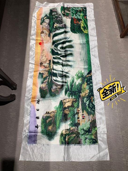 中式山水刺绣画