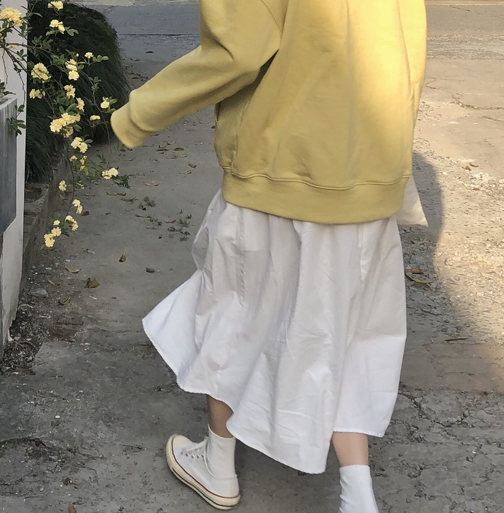 siwuan 春夏白色高腰蓬蓬裙中长款显瘦...