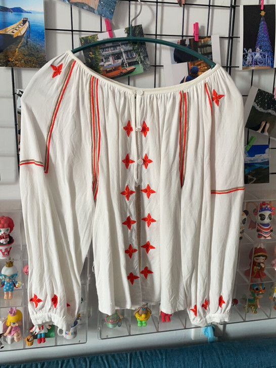 范智乔刺绣民族风短款上衣 刺绣上衣