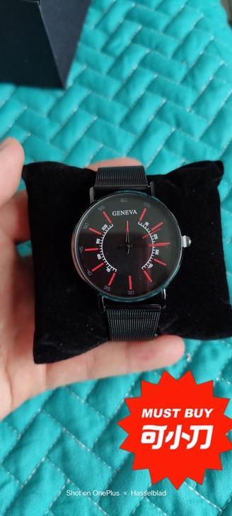 超薄钢丝网带石英机芯时尚手表，男女通用款1...