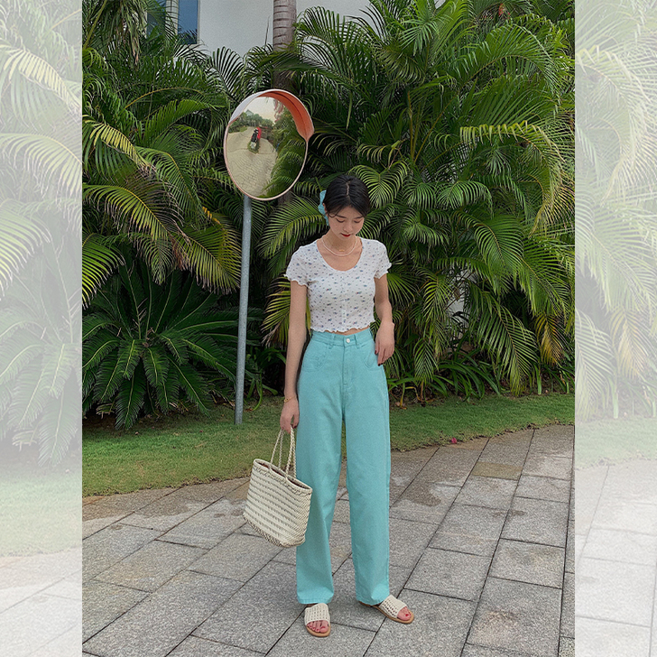 范智乔 白色休闲裤女2021年新款韩版宽松...