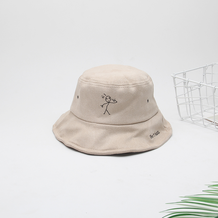 秋冬渔夫帽女潮学生百搭韩版麂皮绒毛绒盆帽带...