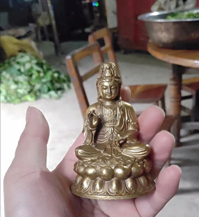 纯铜观音 佛像小号铜佛像观音像南无观世音菩...