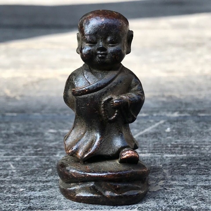 纯铜小和尚摆件招财进宝铜佛像招财童子铜佛像...