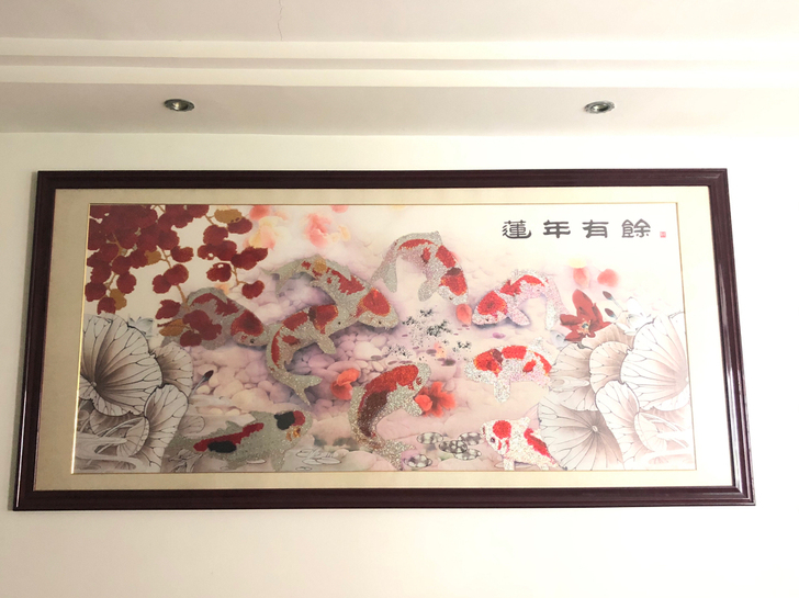 全手工十字绣画、刺绣画、贴砖画、砖石画