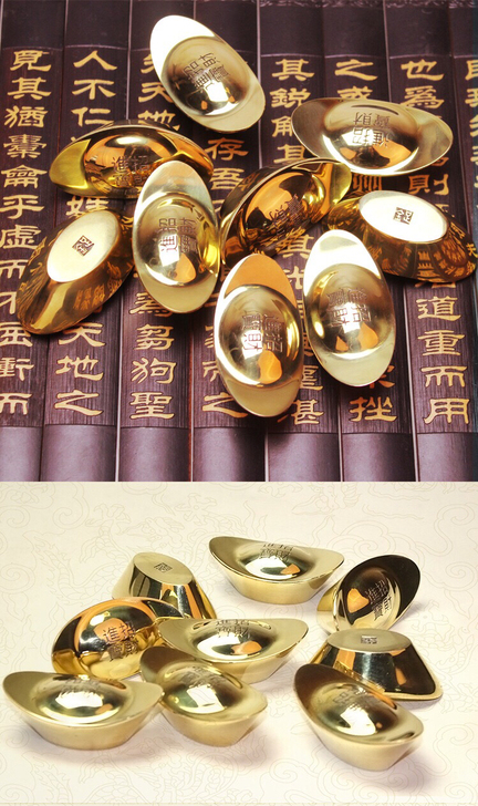 纯铜实心元宝居家办公室供奉工艺品摆件