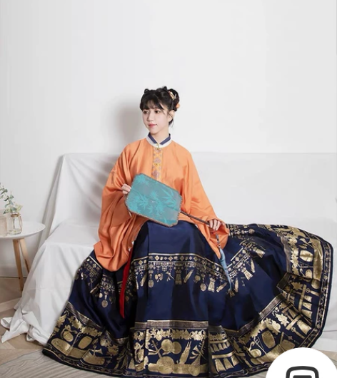 【福鹿记】汉服橘星 明制袄裙竖领对襟短衫立...