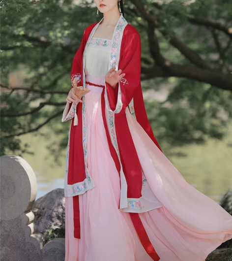 妃亦坊宋制三件套，l码，红褙子＋黄吊带＋黄...