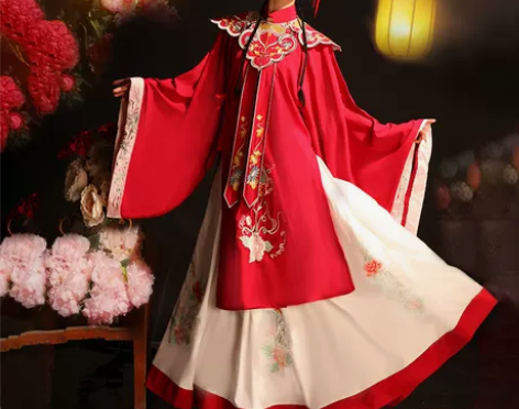 蝉佩原创汉服女中国风重工刺绣云肩明制立领长...