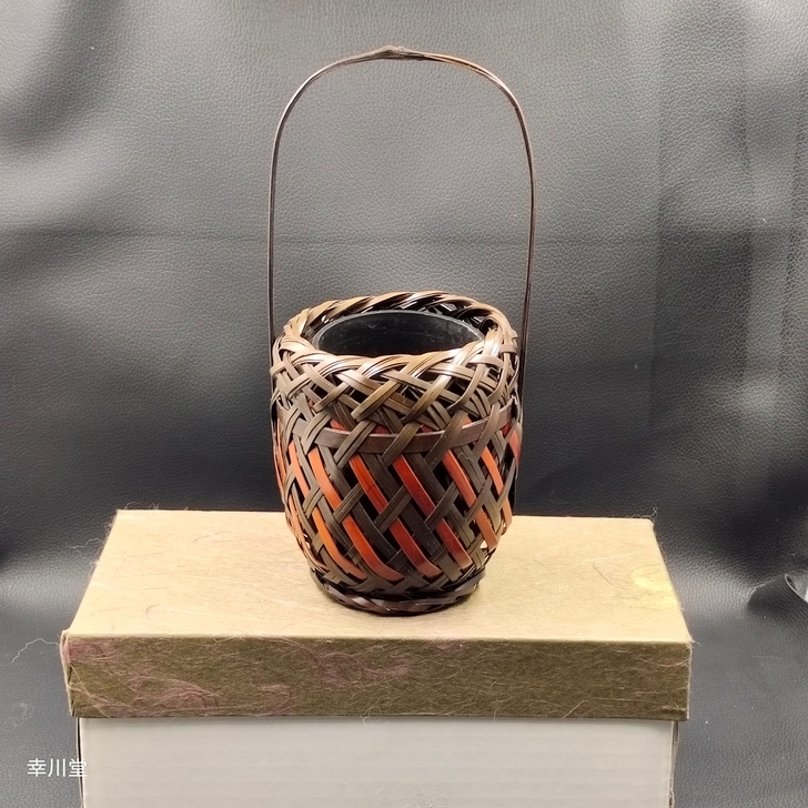 海外日本回流 日本竹编大漆花器 日本古董，...