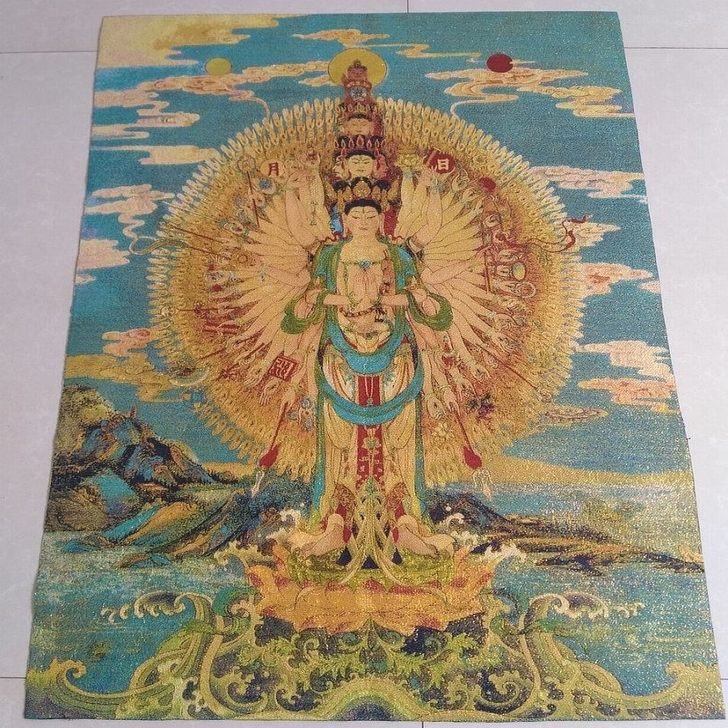 宗教刺绣画 丝绸刺绣织锦 金丝刺绣唐卡画 ...