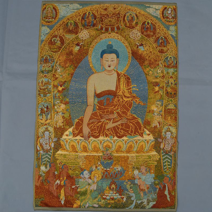 织锦画丝绸精美刺绣画 藏佛唐卡唐喀尼泊尔三...