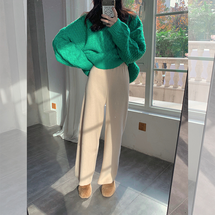 范智乔 针织阔腿裤女2019新款秋冬季百搭...
