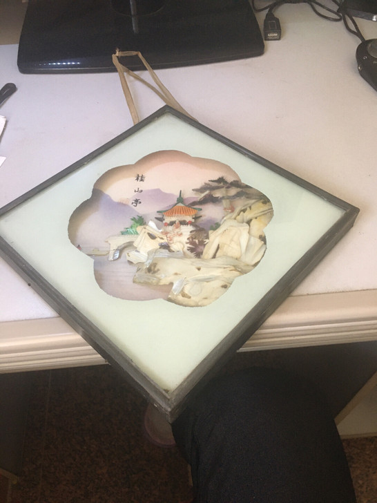 八十年代初贝壳工艺画20公分 x20公分转...