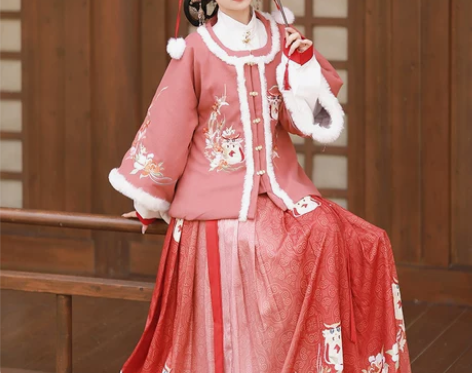 原创正品汉服女明制立领对襟加绒马面袄齐腰襦...